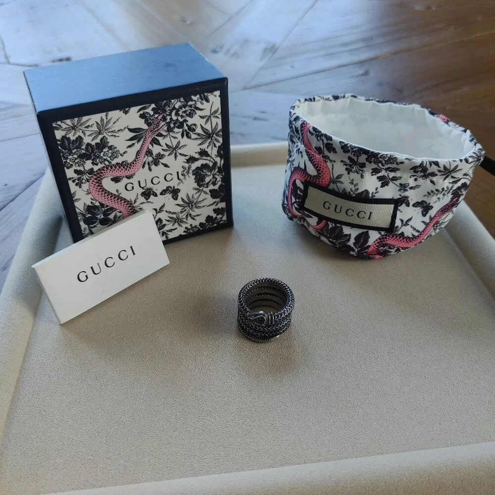 Gucci Garden Snake Wrap ring 925 Sterling Silver size US 7.5 - Picture 3 of 15